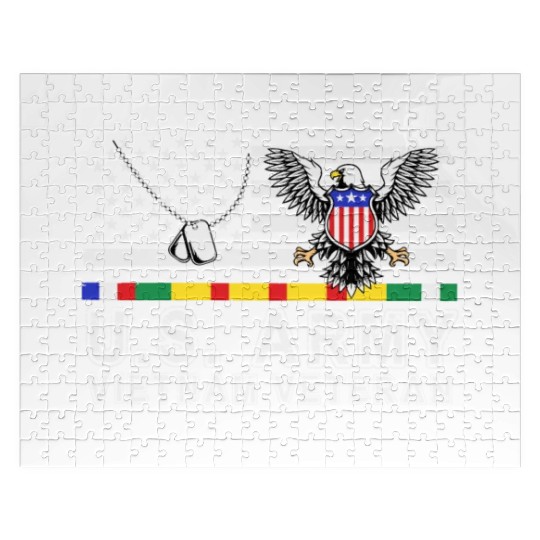 Vietnam Veteran Eagle US Flag Dog Tag Vintage Jigsaw Puzzles