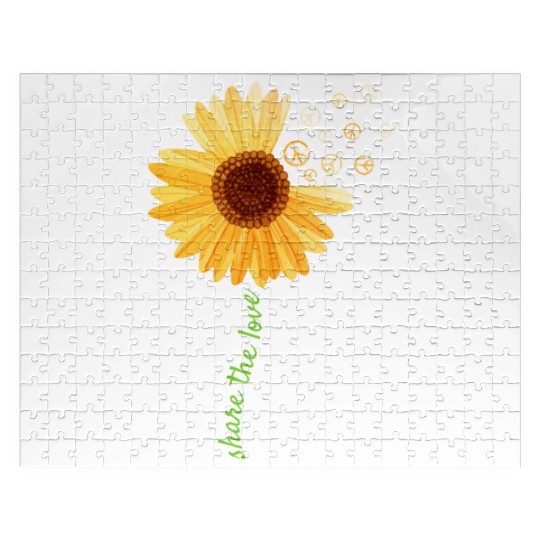Hippie Sunflower Love Peace Women Nature Lover Jigsaw Puzzles