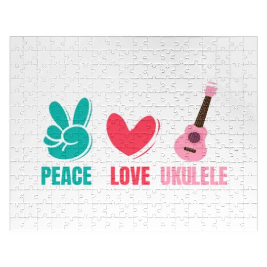 Peace Love Ukulele Guitar Music Jigsaw Puzzles