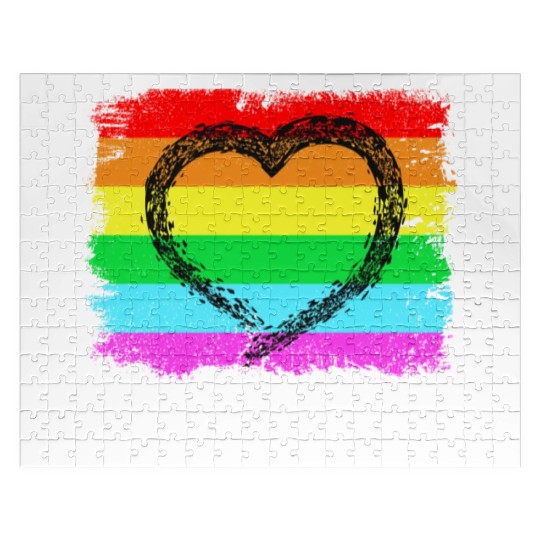 Be you - Rainbow Heart Love Gay LGBTQ Tolerance Jigsaw Puzzles