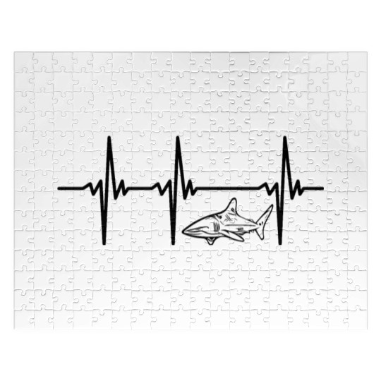 Heartbeat For Elegant Vintage Ocean Sharks Jigsaw Puzzles