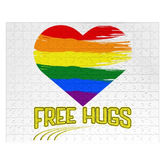 Free Hugs - Heart Festival Love LGBT Pride Rainbow Jigsaw Puzzles