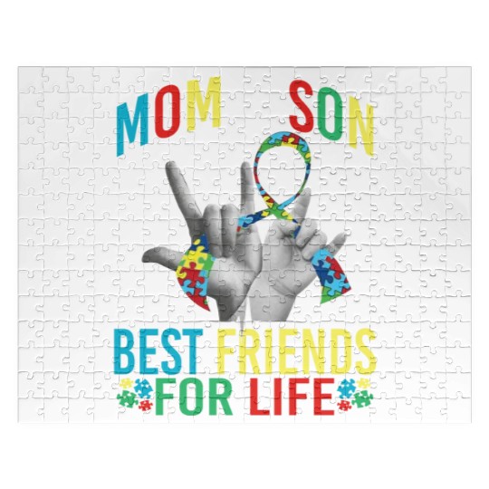 Mom And Son Best Friends For Life Autism Awareness Jigsaw Puzzles