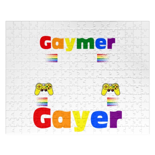 Funny Gaymer Gay Gamer Gayer - Pride Rainbow LGBT Jigsaw Puzzles