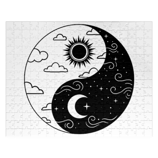 Sun and Moon Yin Yang for Yin Yang Art Lover Jigsaw Puzzles