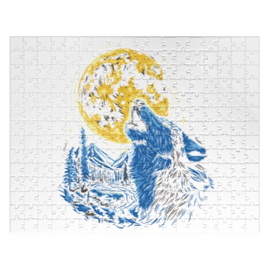 Wolf Moon Forest Wolves Nature Nature Liever Full Jigsaw Puzzles