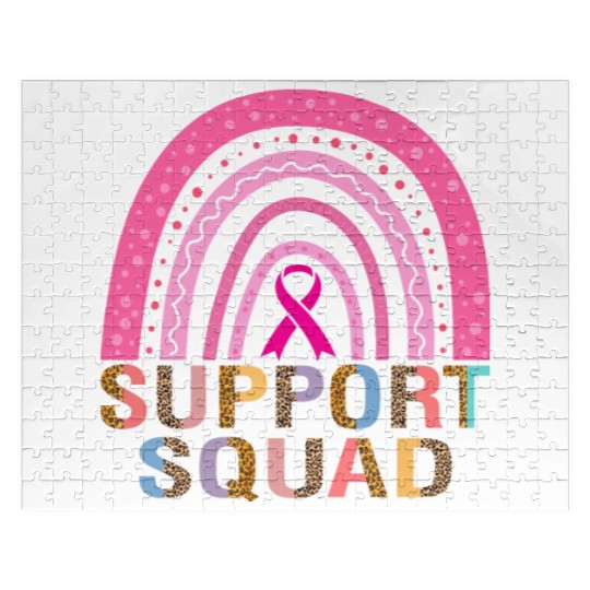 Support Squad Leopard Pink Warrior Breast Cancer Jigsaw Puzzles