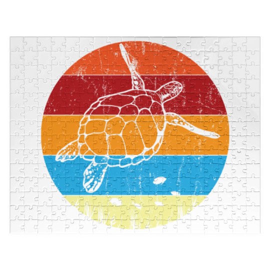 Retro Sea Turtle For Turtle Lover Jigsaw Puzzles