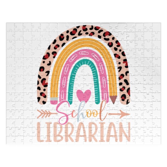 School Librarian Rainbow Leopard Print Librarian Jigsaw Puzzles