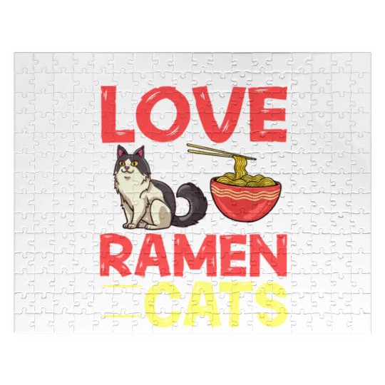 Ramen Cat Bowl Chicken Noodle Soup Japanese Jigsaw Puzzles