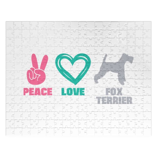 Wire Fox Terrier Mom Peace Love Jigsaw Puzzles