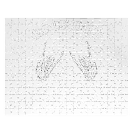 rock out skeleton hand pace sign rock and roll Jigsaw Puzzles