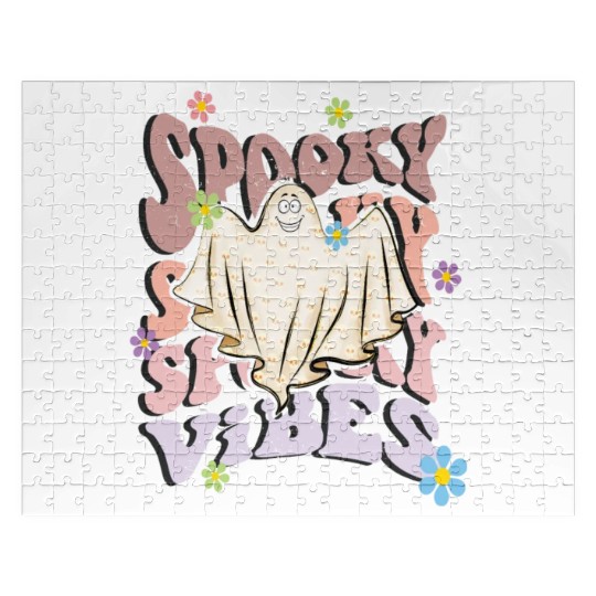 Spooky Season Retro Wavy Halloween Ghost Jigsaw Puzzles