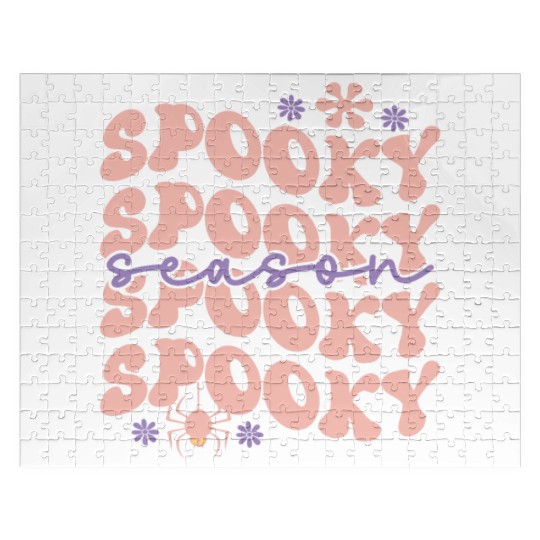 Spooky Spooky Season Cute Retro Wavy Text Design Jigsaw Puzzles