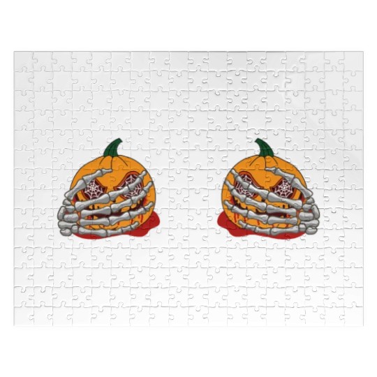 Halloween Pumpkin Boob Skeleton Hand Jigsaw Puzzles