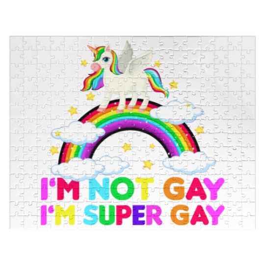 I m Not Gay I m Super Gay - Unicorn Rainbow LGBT Jigsaw Puzzles