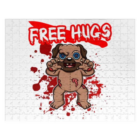Free Hugs Halloween Sarcasm Scary Creepy Costume Jigsaw Puzzles