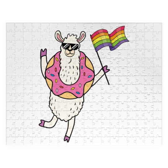 LGBT Rainbow Funny Llama Gay Pride Lesbian Gift Jigsaw Puzzles