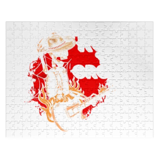 Halloween Cowboy Skeleton Rocker Hand Rock Jigsaw Puzzles