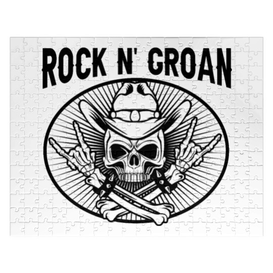 Halloween Cowboy Skeleton Rocker Hand Rock Jigsaw Puzzles
