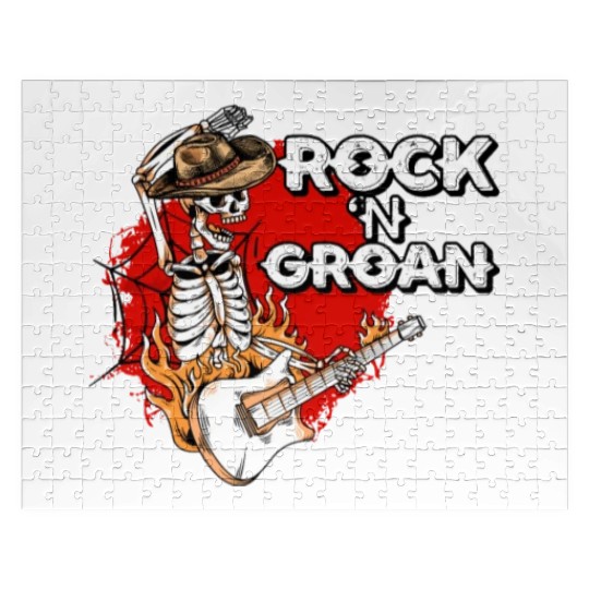 Halloween Cowboy Skeleton Rocker Hand Rock Jigsaw Puzzles