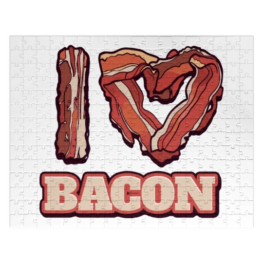 I Love Bacon Themed Words Funny American Meal Jigsaw Puzzles