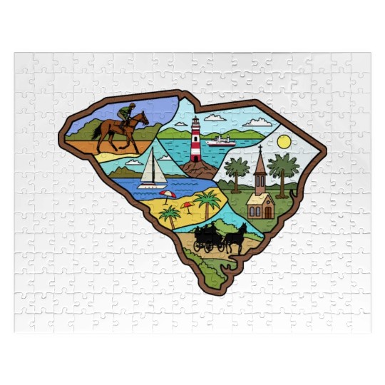 Vintage Charleston Columbia South Carolina Map Jigsaw Puzzles