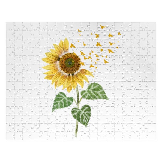 Sunflower Birds Cute Floral Birdwatching Jigsaw Puzzles