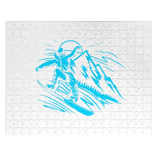 The Mountains Are Calling Funny Snowboarding Jigsaw Puzzles