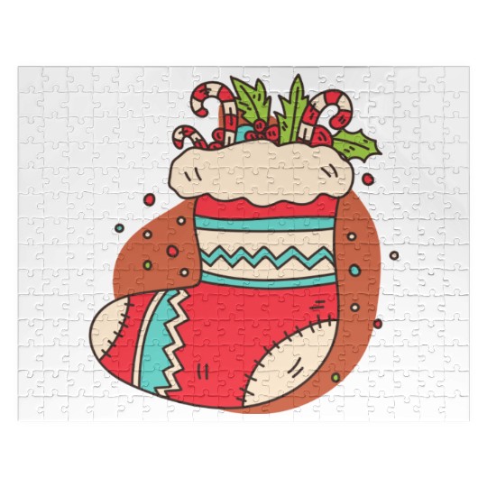 christmas sock with candy canes Jigsaw Puzzles