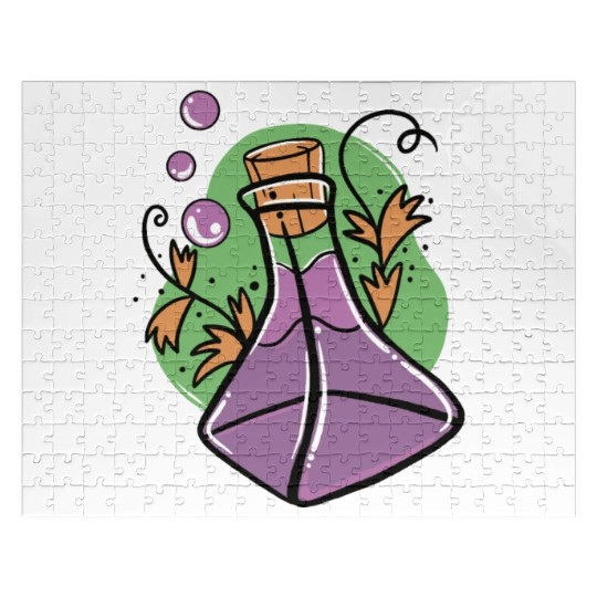 A glass of purple poison with Fall leaves Jigsaw Puzzles