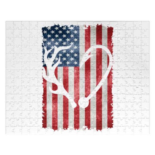 Deer Hunting American Flag Jigsaw Puzzles