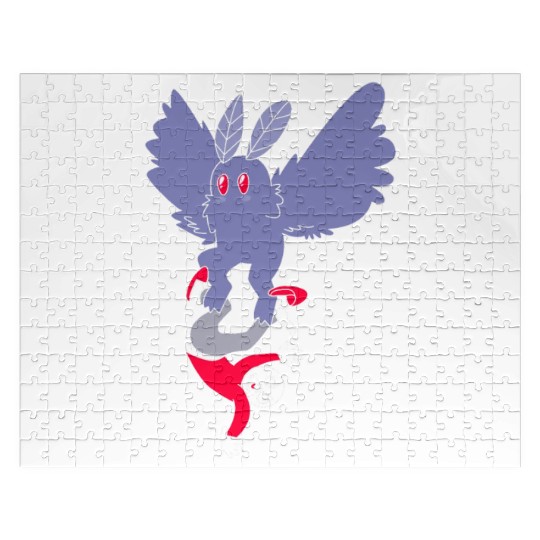 Mothman Abducting Human Goth Cryptid Funny Mothman Jigsaw Puzzles