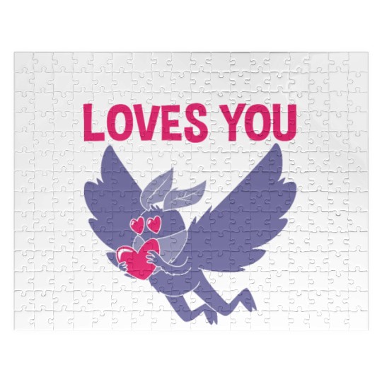 Mothman Loves You Valentines Day Cryptid For Women Jigsaw Puzzles