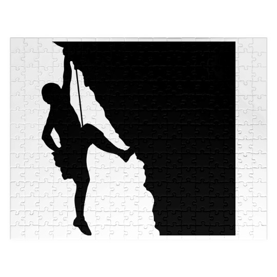Rock climbing mountaineering silhouette Jigsaw Puzzles