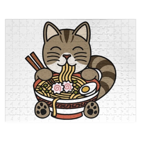 Exotic Shorthair Cat Ramen Noodles Jigsaw Puzzles