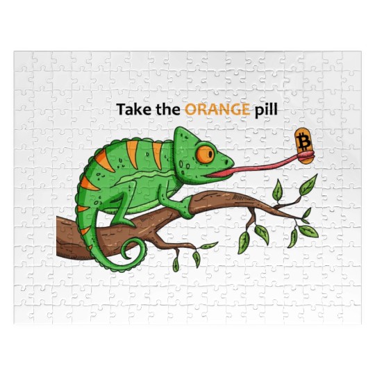 Bitcoin Chameleon BTC logo Crypto lover Hodl Jigsaw Puzzles