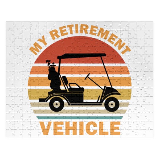 Funny My Retirement Vehicle Golf Cart - Funny Golf Jigsaw Puzzles