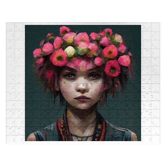 Flower Punk Girl Jigsaw Puzzles