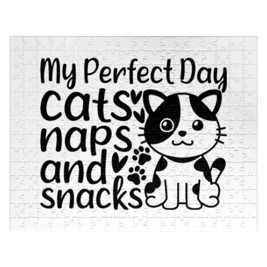Cat Lover I My Perfect Day Cats Naps and Snacks - Jigsaw Puzzles