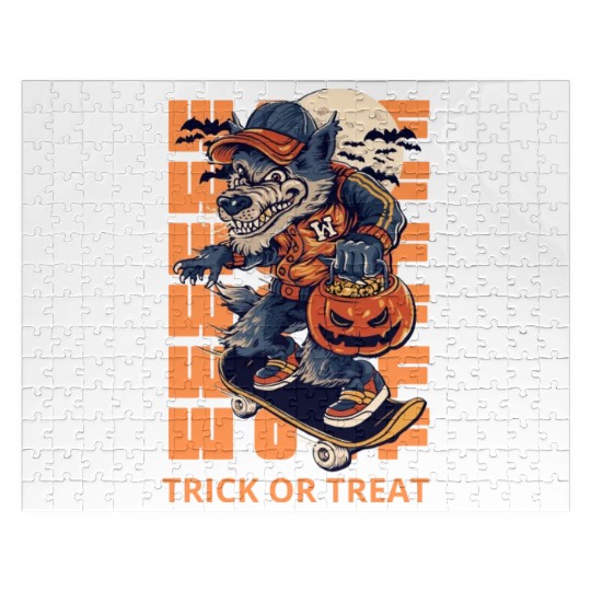 Trick Or Treat Werewolf Halloween Design Jigsaw Puzzles