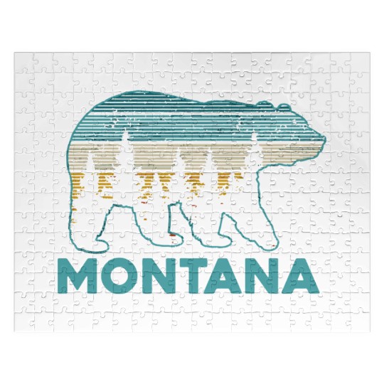 Montana Vintage Grizzly Bear Nature Hiking Souveni Jigsaw Puzzles