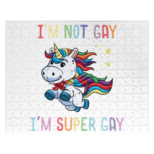 LGBT Funny Rainbow Unicorn Super Gay Lesbian Pride Jigsaw Puzzles