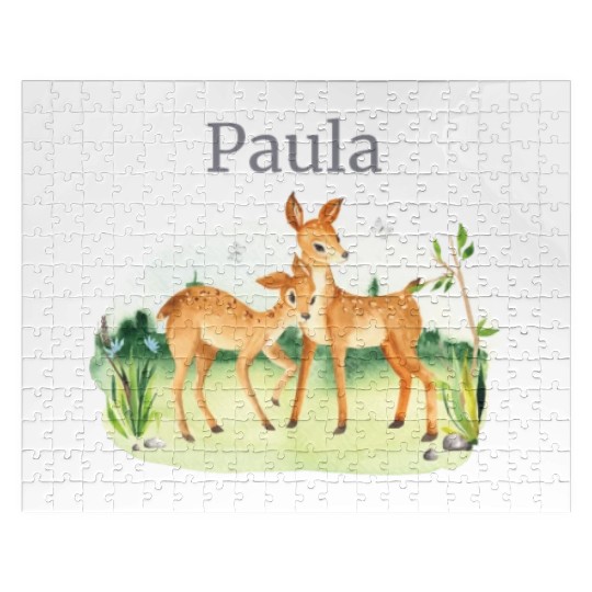Forest Animal Deer Flowers Name Paula Jigsaw Puzzles