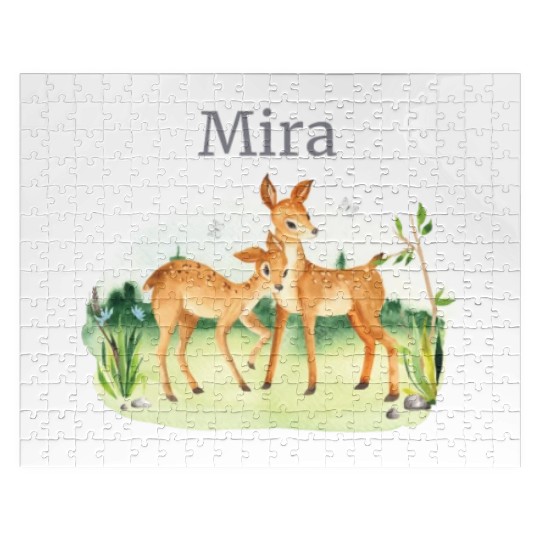 Forest Animal Deer Flowers Name Mira Jigsaw Puzzles