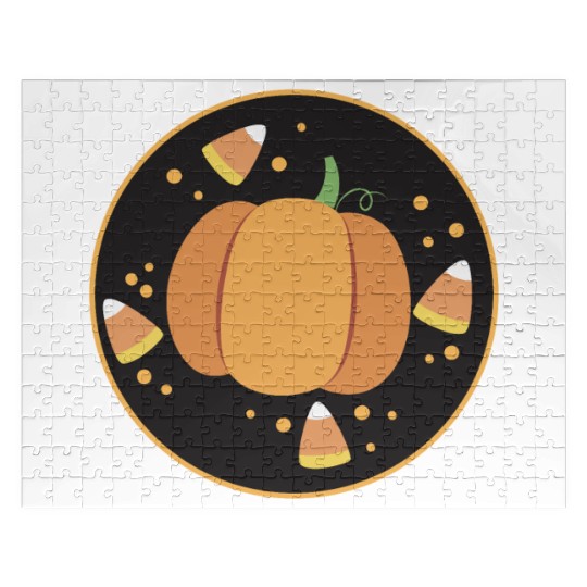 Pumkpin on a circle with candy corn Jigsaw Puzzles