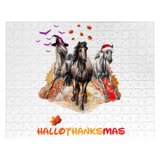 Horses Happy HalloThanksmas Jigsaw Puzzles
