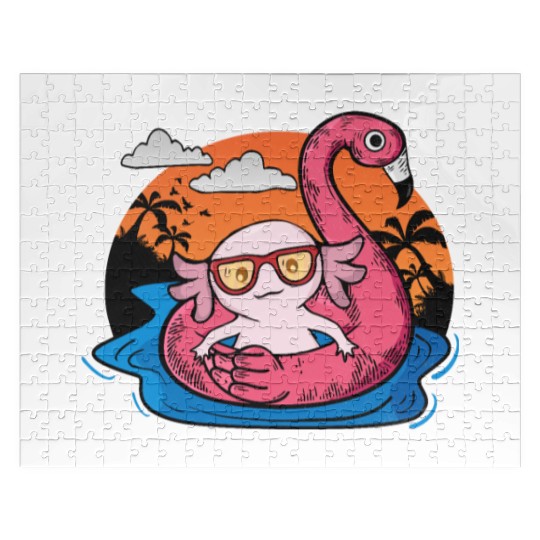 Axolotl Gift Women Swimming Pool Flamingo Axolotl Jigsaw Puzzles