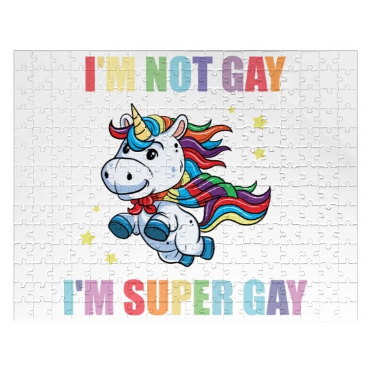 LGBT Funny Rainbow Unicorn Super Gay Lesbian Pride Jigsaw Puzzles