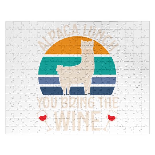Alpaca Lunch You Bring The Wine Drinker Llama Jigsaw Puzzles